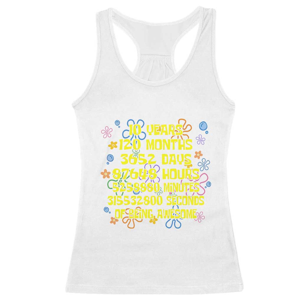 10th Birthday Gifts Racerback Tank Top Flowers 10 Years Of Being Awesome 10 Year Old Bday