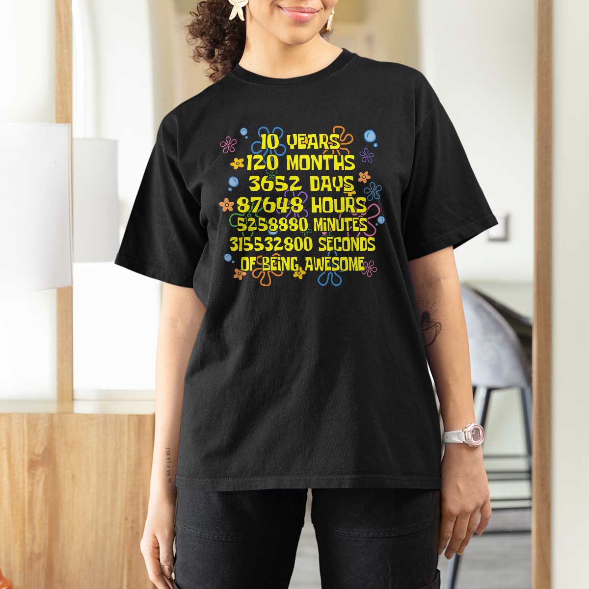 10th Birthday Gifts T Shirt For Women Flowers 10 Years Of Being Awesome 10 Year Old Bday