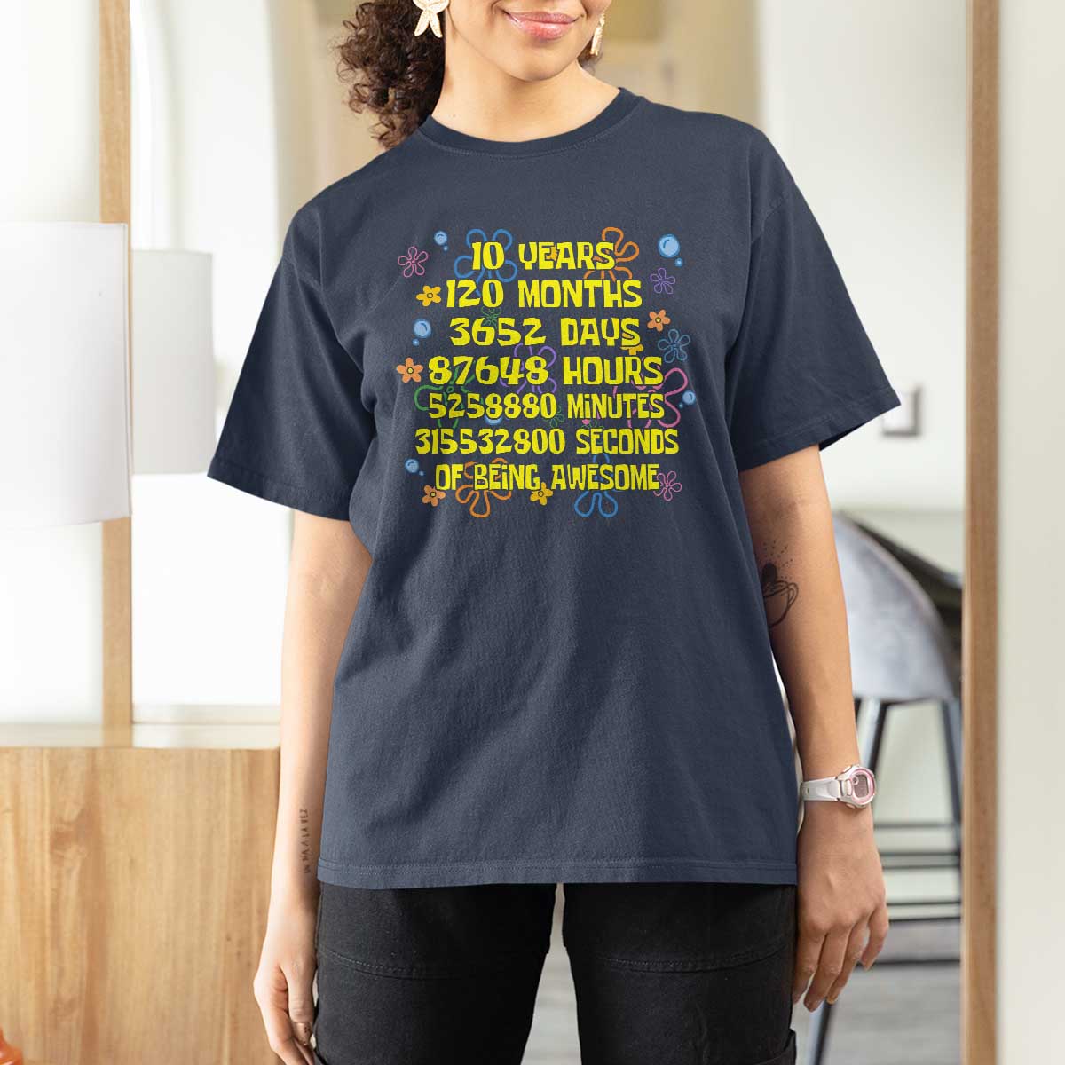 10th Birthday Gifts T Shirt For Women Flowers 10 Years Of Being Awesome 10 Year Old Bday