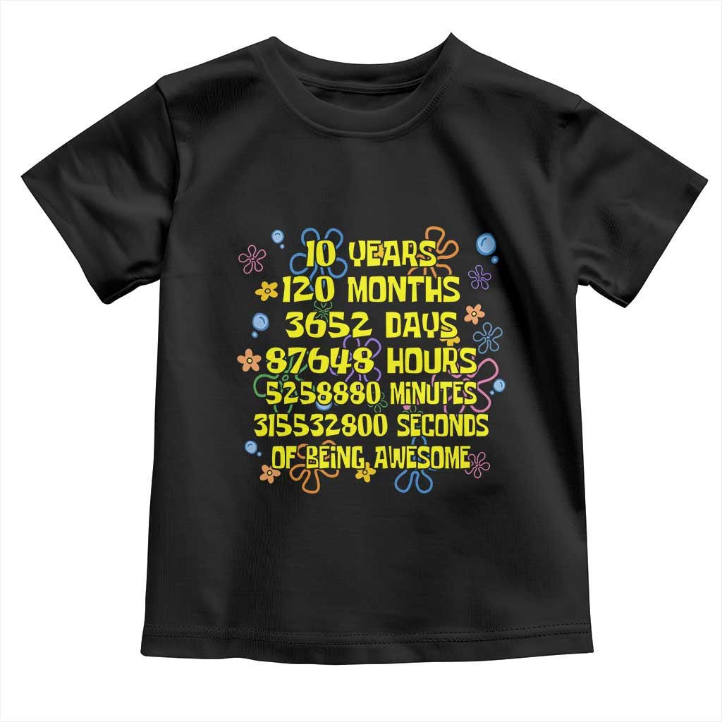 10th Birthday Gifts Toddler T Shirt Flowers 10 Years Of Being Awesome 10 Year Old Bday