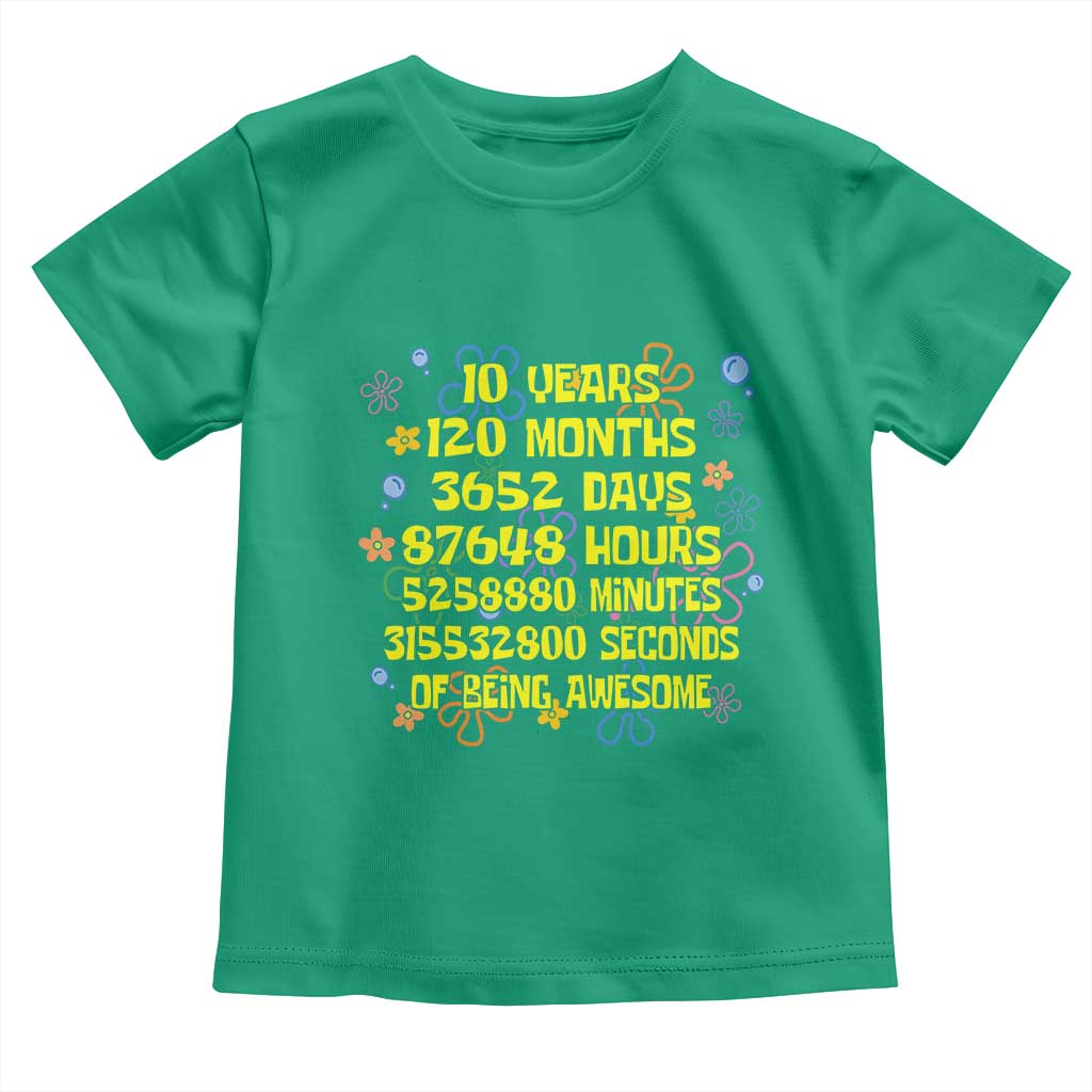 10th Birthday Gifts Toddler T Shirt Flowers 10 Years Of Being Awesome 10 Year Old Bday