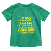 10th Birthday Gifts Toddler T Shirt Flowers 10 Years Of Being Awesome 10 Year Old Bday