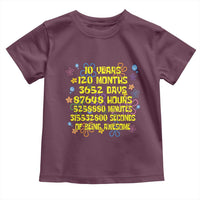 10th Birthday Gifts Toddler T Shirt Flowers 10 Years Of Being Awesome 10 Year Old Bday