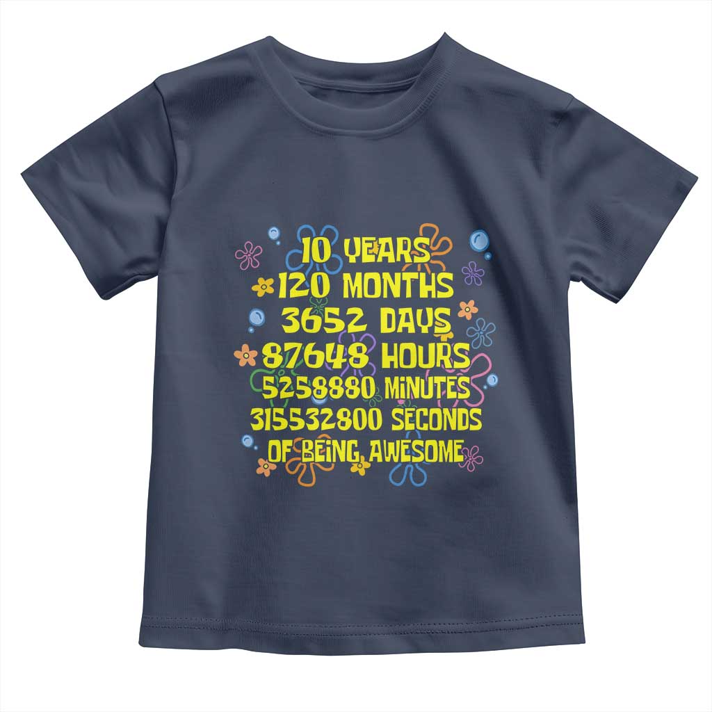 10th Birthday Gifts Toddler T Shirt Flowers 10 Years Of Being Awesome 10 Year Old Bday