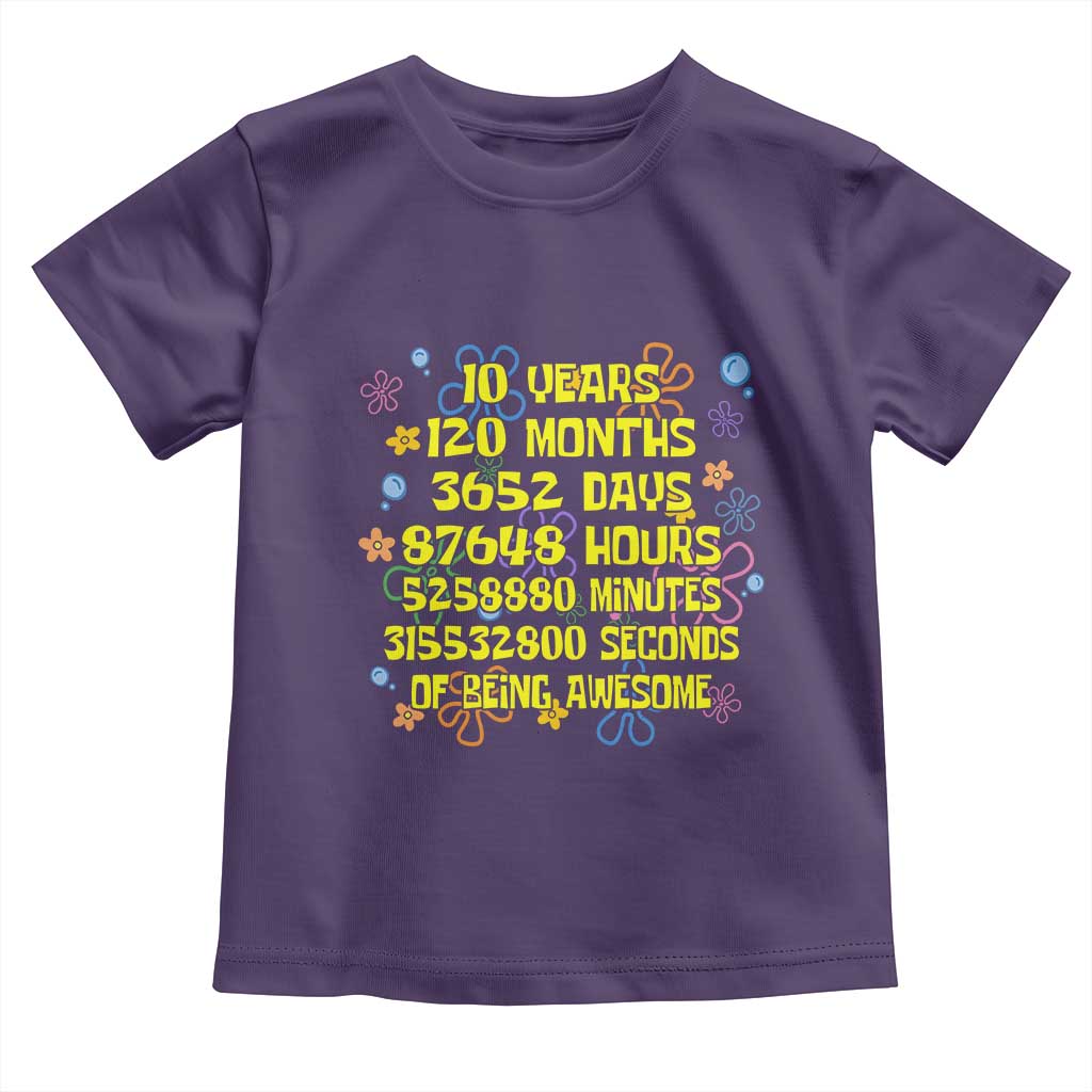 10th Birthday Gifts Toddler T Shirt Flowers 10 Years Of Being Awesome 10 Year Old Bday
