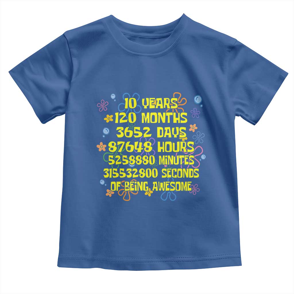 10th Birthday Gifts Toddler T Shirt Flowers 10 Years Of Being Awesome 10 Year Old Bday