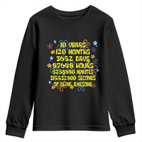 10th Birthday Gifts Youth Sweatshirt Flowers 10 Years Of Being Awesome 10 Year Old Bday