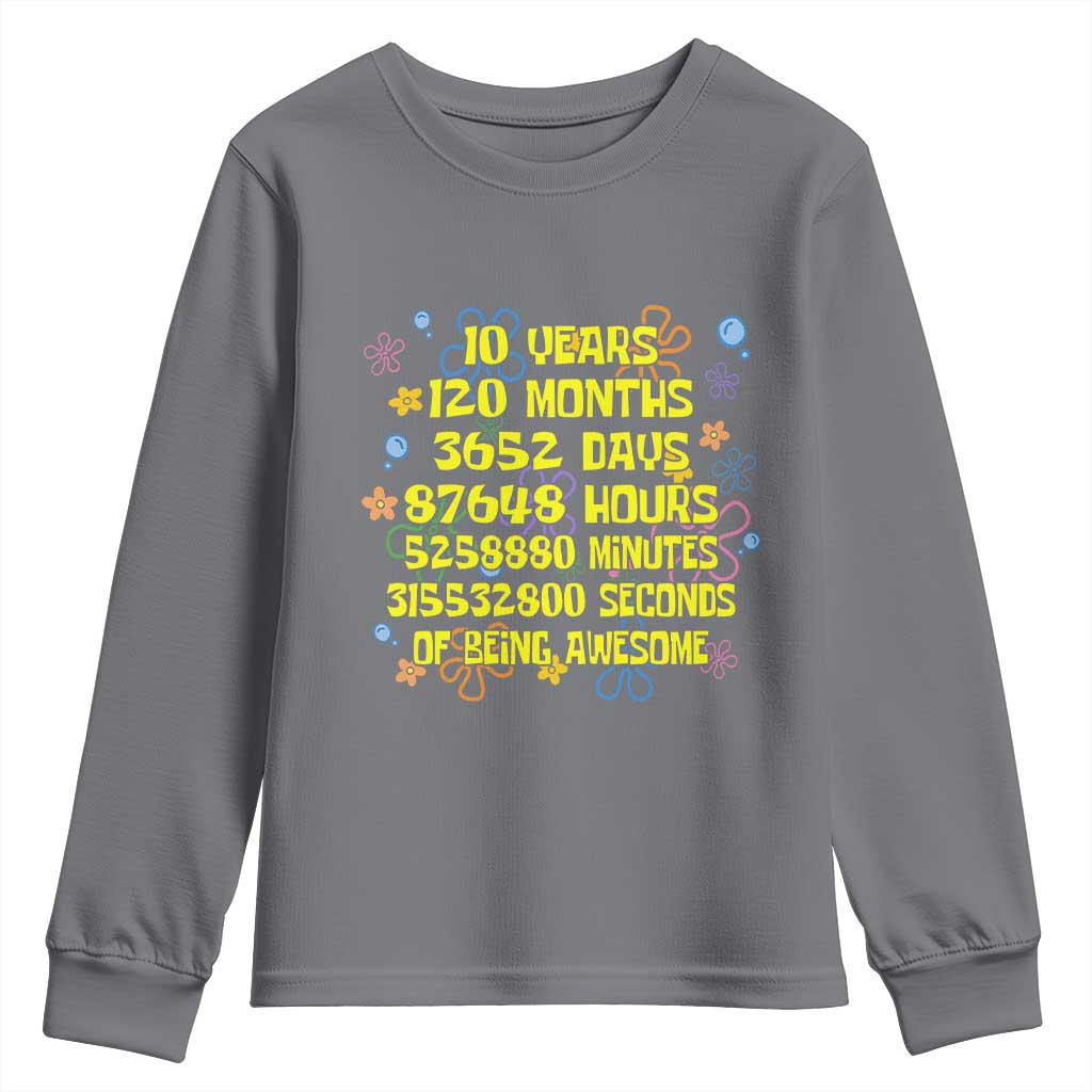 10th Birthday Gifts Youth Sweatshirt Flowers 10 Years Of Being Awesome 10 Year Old Bday