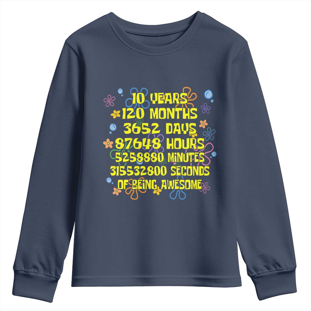 10th Birthday Gifts Youth Sweatshirt Flowers 10 Years Of Being Awesome 10 Year Old Bday