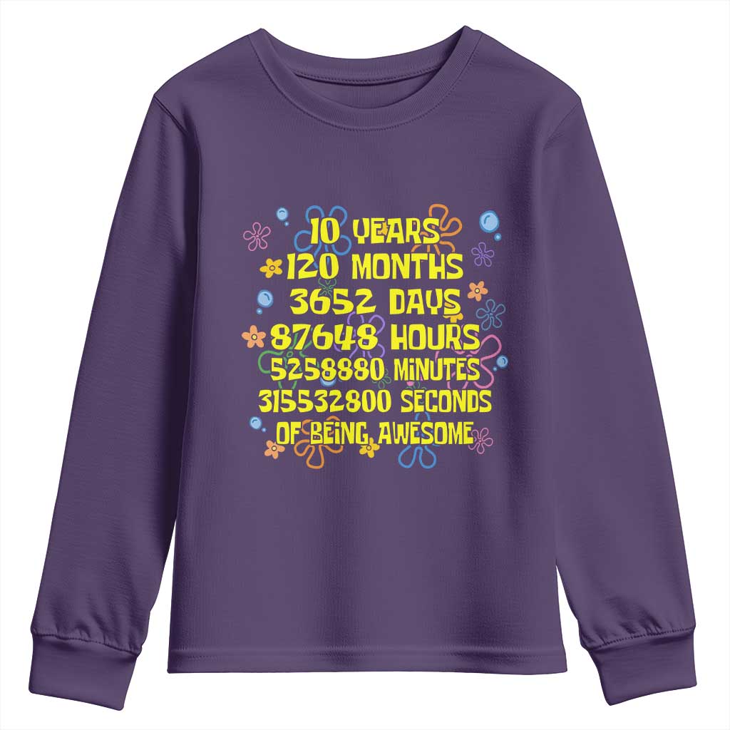 10th Birthday Gifts Youth Sweatshirt Flowers 10 Years Of Being Awesome 10 Year Old Bday