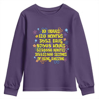 10th Birthday Gifts Youth Sweatshirt Flowers 10 Years Of Being Awesome 10 Year Old Bday
