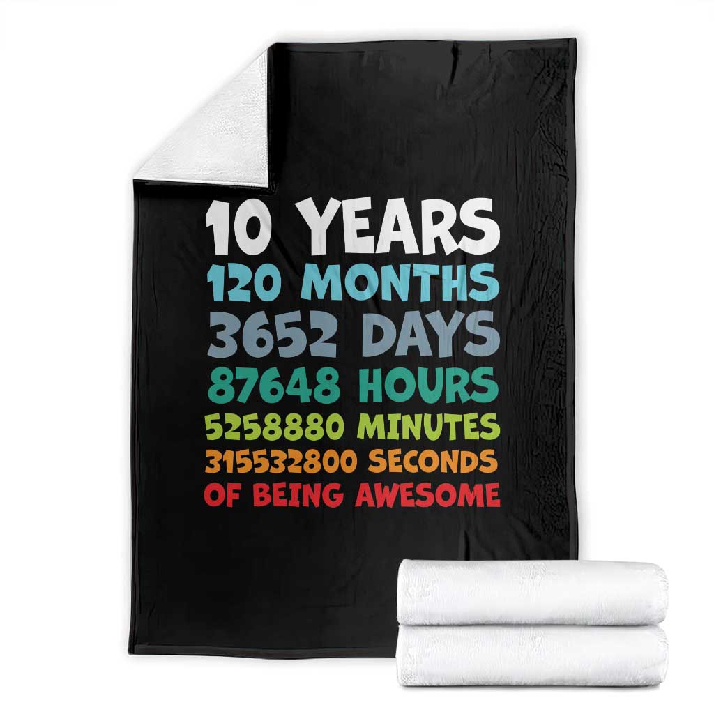 10 Year Old Bday Throw Blanket 10 Years 120 Months Of Being Awesome 10th Birthday Gifts