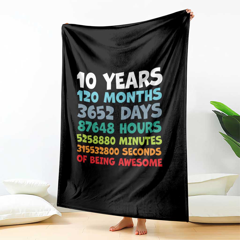 10 Year Old Bday Throw Blanket 10 Years 120 Months Of Being Awesome 10th Birthday Gifts