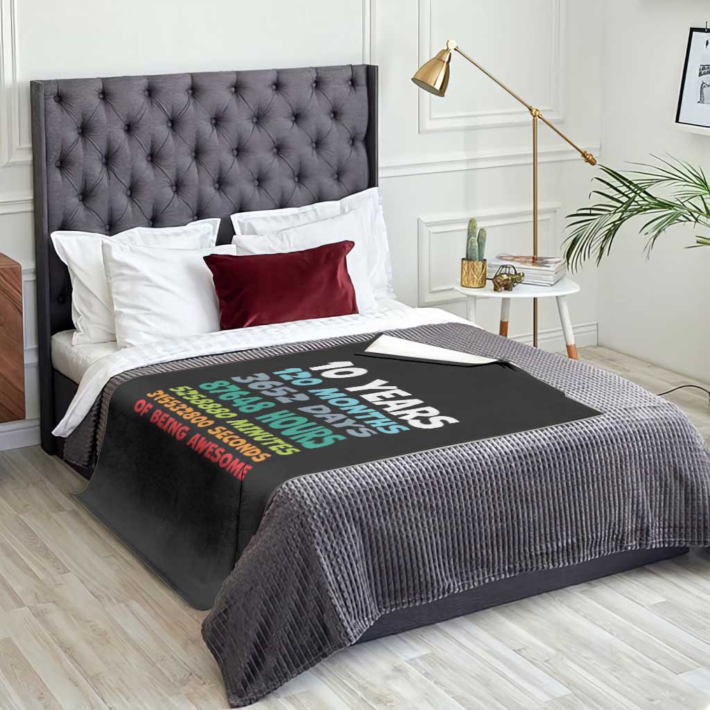 10 Year Old Bday Throw Blanket 10 Years 120 Months Of Being Awesome 10th Birthday Gifts