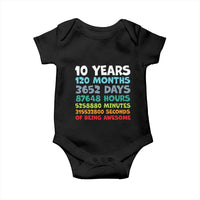 10 Year Old Bday Baby Onesie 10 Years 120 Months Of Being Awesome 10th Birthday Gifts