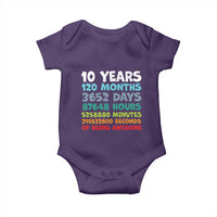10 Year Old Bday Baby Onesie 10 Years 120 Months Of Being Awesome 10th Birthday Gifts