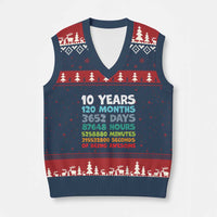 10 Year Old Bday V-Neck Knit Sweater Vest 10 Years 120 Months Of Being Awesome 10th Birthday Gifts