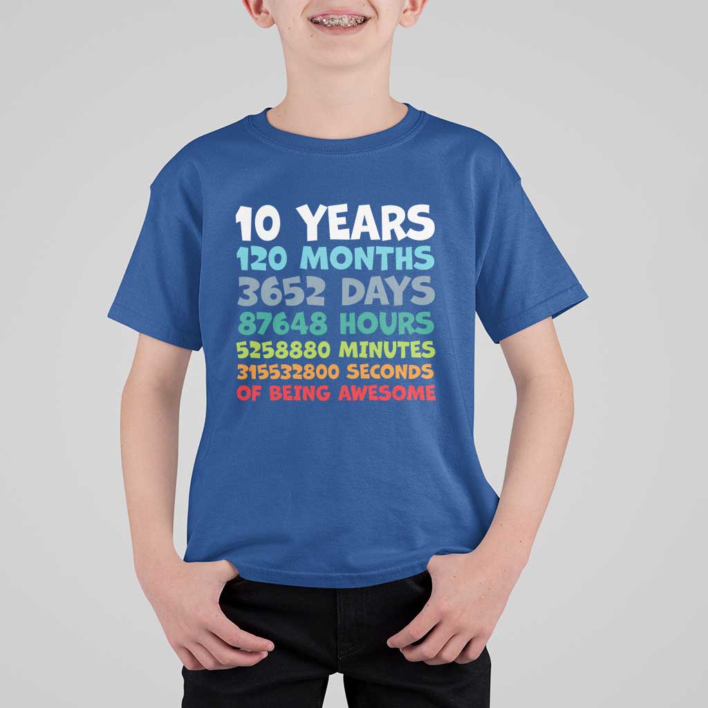 10 Year Old Bday T Shirt For Kid 10 Years 120 Months Of Being Awesome 10th Birthday Gifts