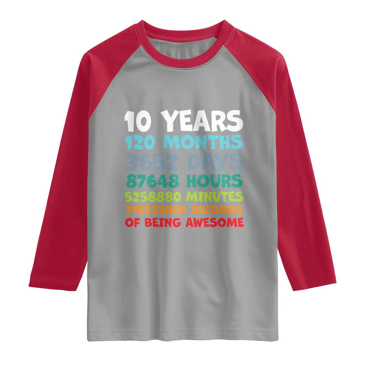 10 Year Old Bday Raglan Shirt 10 Years 120 Months Of Being Awesome 10th Birthday Gifts