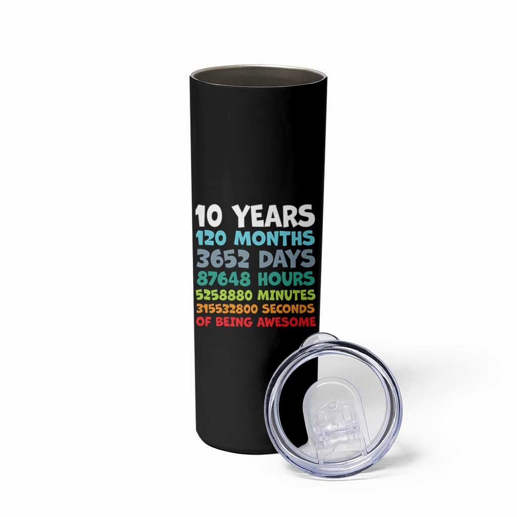 10 Year Old Bday Skinny Tumbler 10 Years 120 Months Of Being Awesome 10th Birthday Gifts