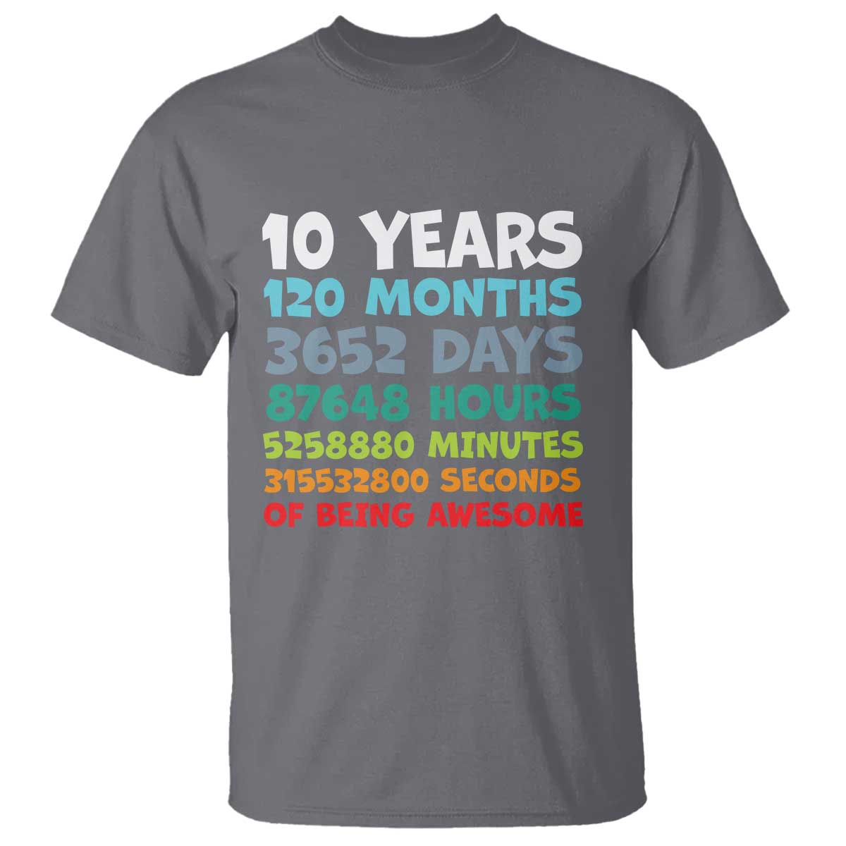 10 Year Old Bday T Shirt 10 Years 120 Months Of Being Awesome 10th Birthday Gifts