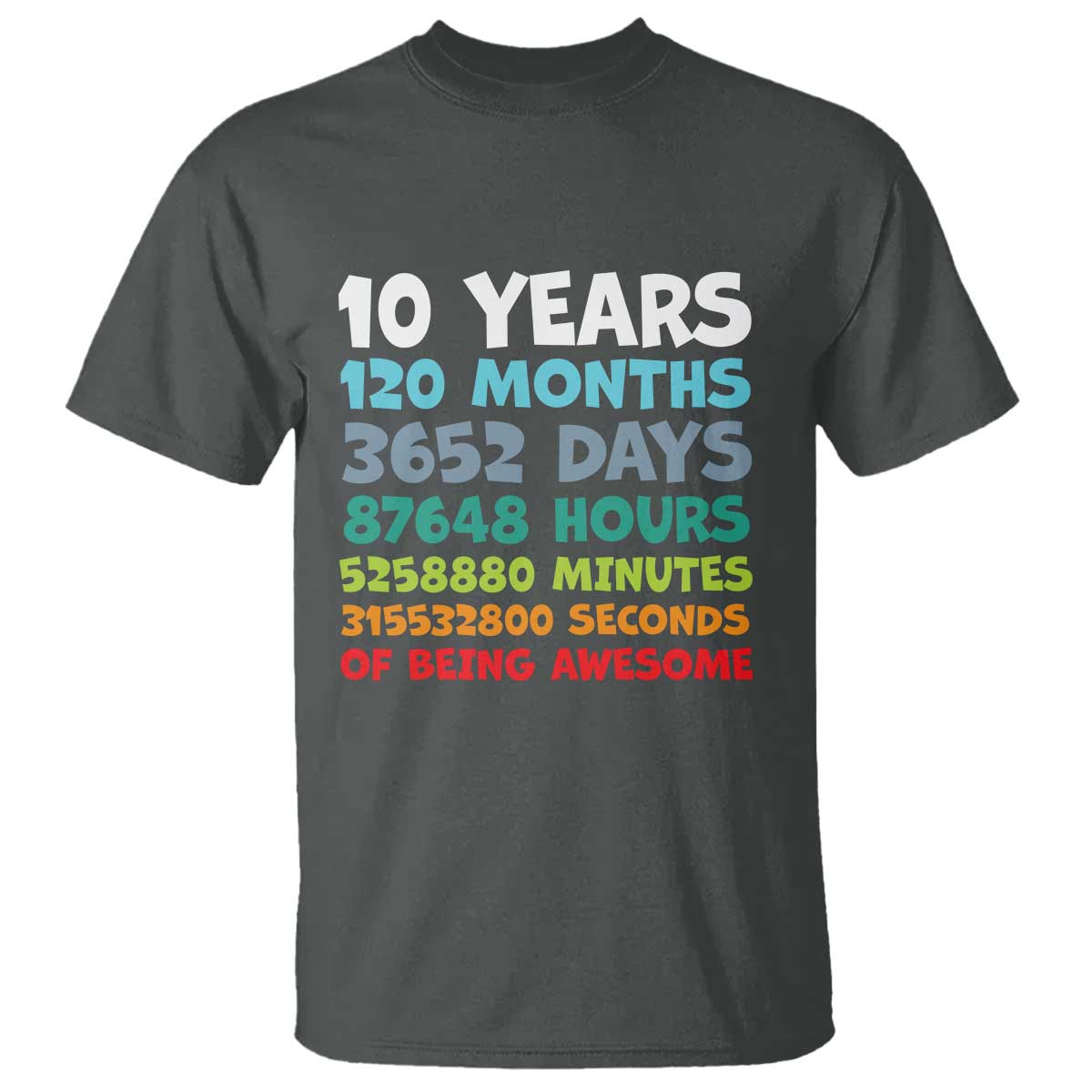 10 Year Old Bday T Shirt 10 Years 120 Months Of Being Awesome 10th Birthday Gifts