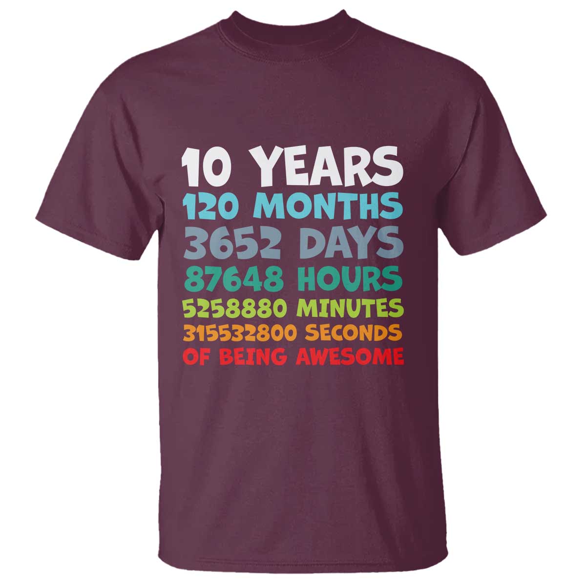 10 Year Old Bday T Shirt 10 Years 120 Months Of Being Awesome 10th Birthday Gifts