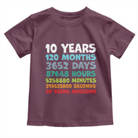 10 Year Old Bday Toddler T Shirt 10 Years 120 Months Of Being Awesome 10th Birthday Gifts