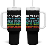 10 Year Old Bday Tumbler With Handle 10 Years 120 Months Of Being Awesome 10th Birthday Gifts