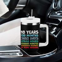 10 Year Old Bday Tumbler With Handle 10 Years 120 Months Of Being Awesome 10th Birthday Gifts