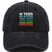 10 Year Old Bday Washed Cotton Baseball Cap 10 Years 120 Months Of Being Awesome 10th Birthday Gifts