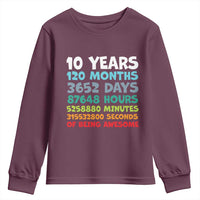 10 Year Old Bday Youth Sweatshirt 10 Years 120 Months Of Being Awesome 10th Birthday Gifts