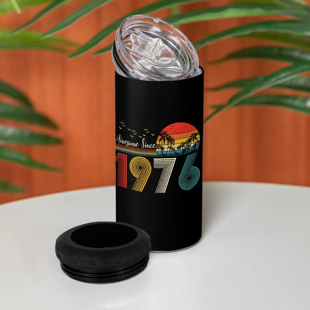 Awesome Since 1976 Birthday 4 in 1 Can Cooler Tumbler Vintage 50th 50 Year Old Bday Gifts