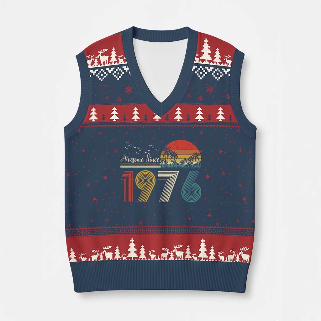 Awesome Since 1976 Birthday V-Neck Knit Sweater Vest Vintage 50th 50 Year Old Bday Gifts