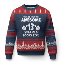 13th Birthday Ugly Christmas Sweater Awesome 14 Year Old Looks Like