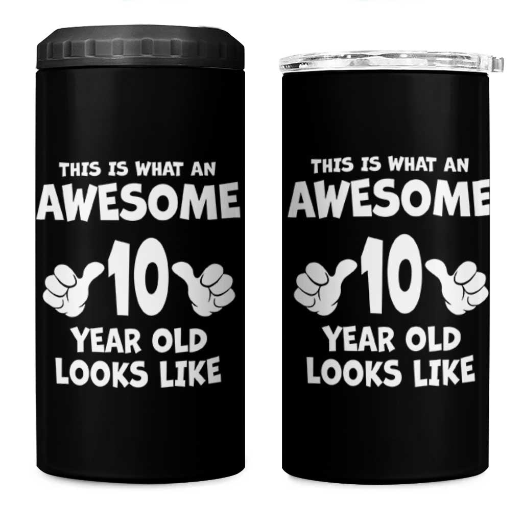 10th Birthday Gifts 4 in 1 Can Cooler Tumbler Awesome 10 Year Old Bday Son Boy Girl 9yr