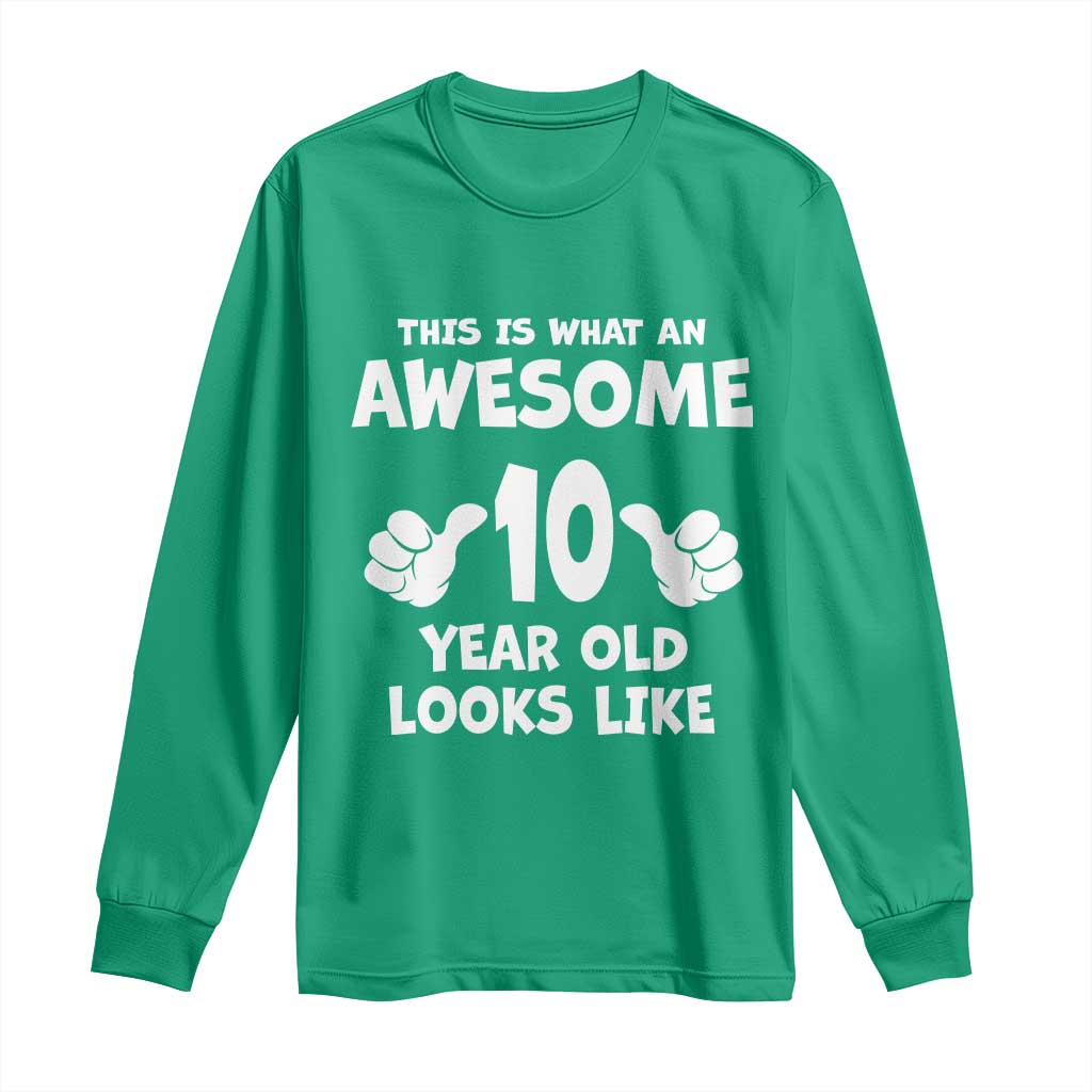 10th Birthday Gifts Long Sleeve Shirt Awesome 10 Year Old Bday Son Boy Girl 9yr