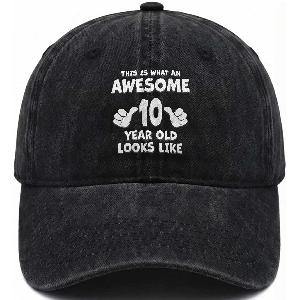 10th Birthday Gifts Washed Cotton Baseball Cap Awesome 10 Year Old Bday Son Boy Girl 9yr