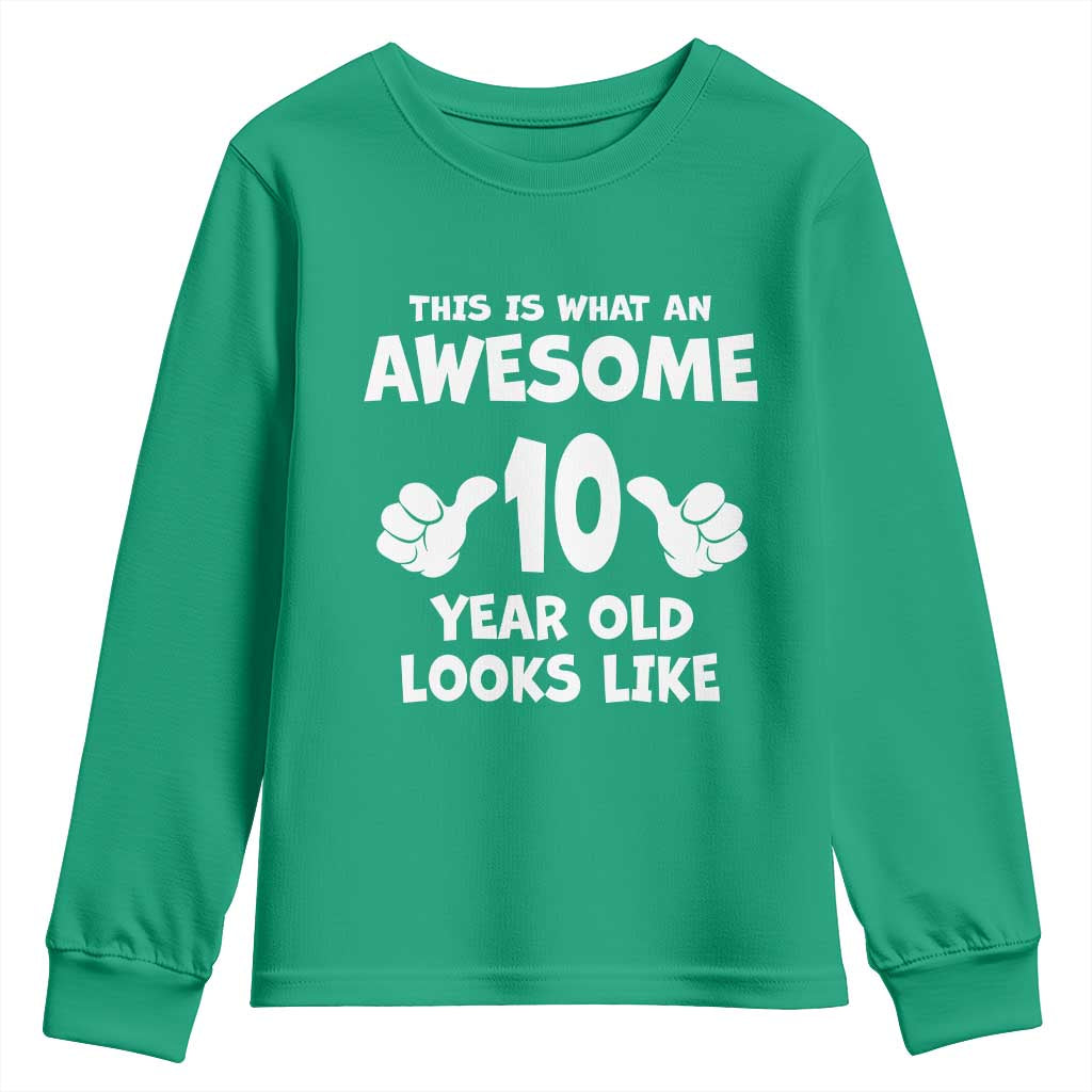 10th Birthday Gifts Youth Sweatshirt Awesome 10 Year Old Bday Son Boy Girl 9yr