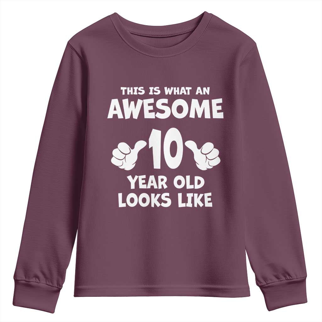 10th Birthday Gifts Youth Sweatshirt Awesome 10 Year Old Bday Son Boy Girl 9yr