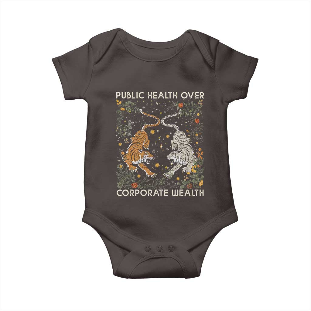 Public Health Over Corporate Wealth Baby Onesie Boho Tiger