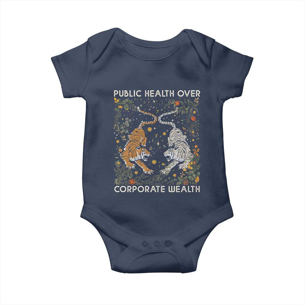 Public Health Over Corporate Wealth Baby Onesie Boho Tiger