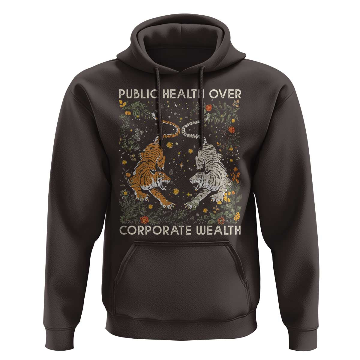 Public Health Over Corporate Wealth Hoodie Boho Tiger