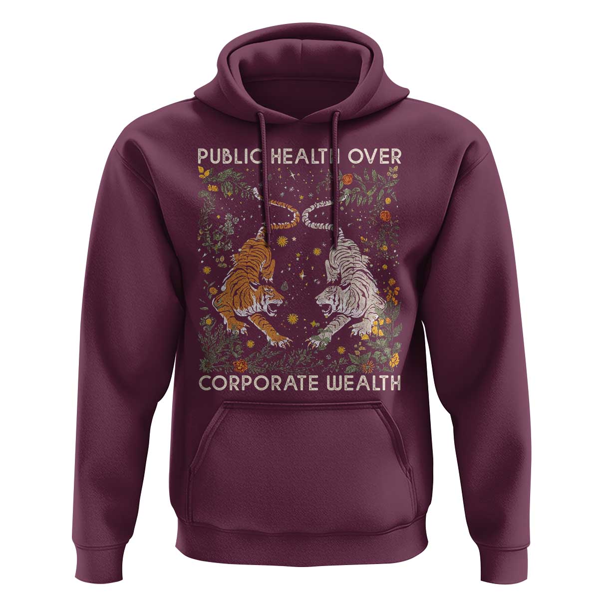 Public Health Over Corporate Wealth Hoodie Boho Tiger
