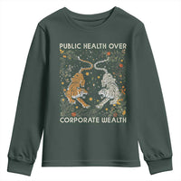 Public Health Over Corporate Wealth Youth Sweatshirt Boho Tiger