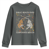 Public Health Over Corporate Wealth Youth Sweatshirt Boho Tiger