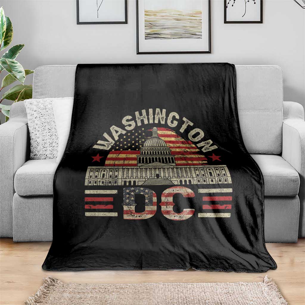 Washington DC Throw Blanket Retro US Flag Souvenir Gift