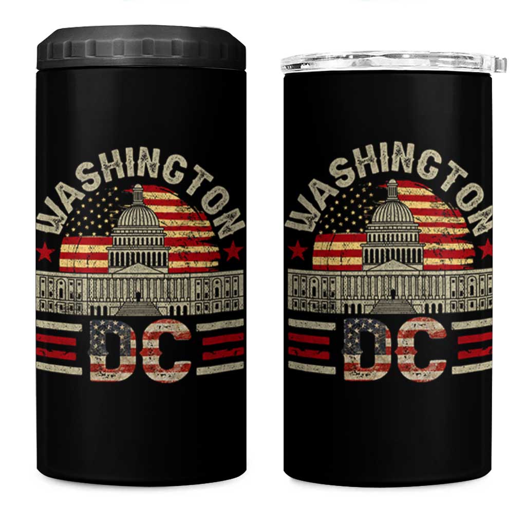 Washington DC 4 in 1 Can Cooler Tumbler Retro US Flag Souvenir Gift