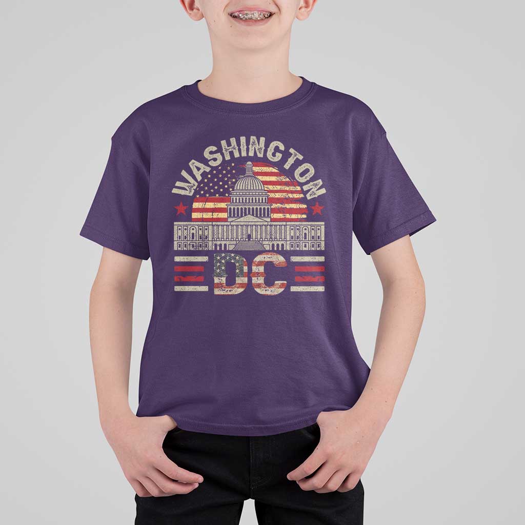 Washington DC T Shirt For Kid Retro US Flag Souvenir Gift