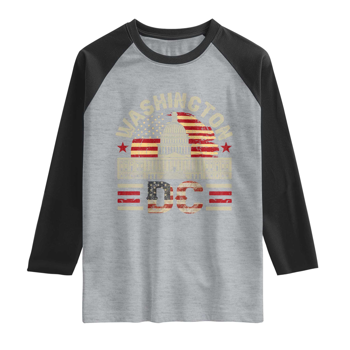Washington DC Raglan Shirt Retro US Flag Souvenir Gift